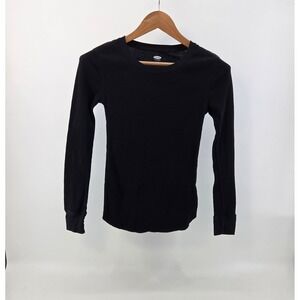 Old Navy Waffle Knit Thermal Shirt Womens Small Black Long Sleeve Stretch Layer